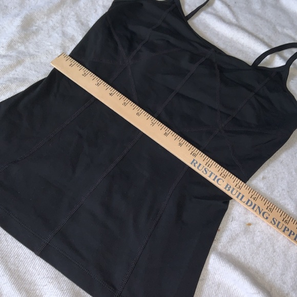 PrAna yoga tank top with spaghetti straps size small built-in bra, black - Picture 4 of 9